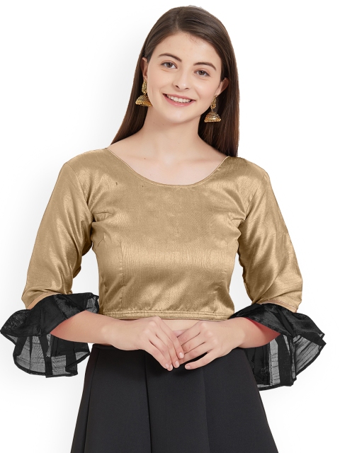 

Mirchi Fashion Women Gold-Toned Solid Stitched Saree Blouse