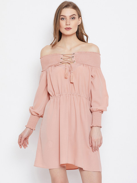 

PANIT Women Pink Solid Blouson Dress
