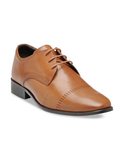 

Franco Leone Men Tan Brown Leather Formal Derbys