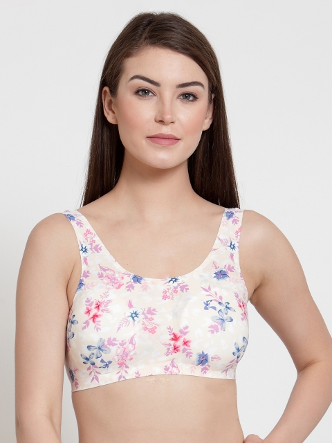 

Laceandme White Printed Lightly Padded Non-Wired Bra 4469