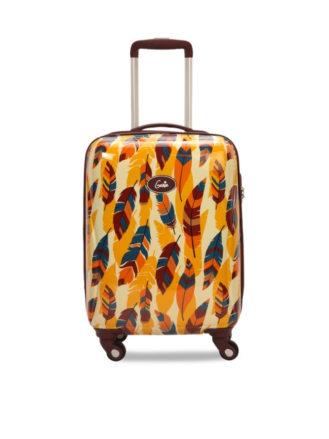 

Genie Girls Yellow Printed 21 inches Small Hard-Sided Cabin Trolley Suitcase