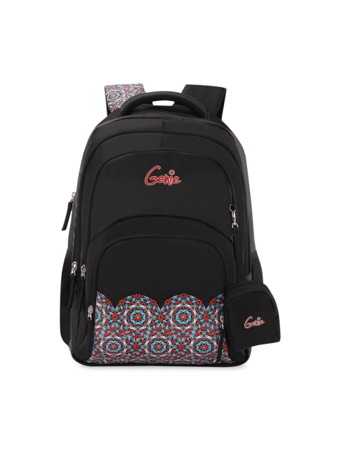 

Genie Girls Black Printed 16 inches Medium Backpack with Pouch