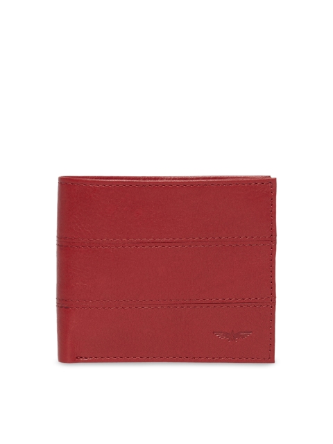 

Park Avenue Men Tan Red Textured Leather Two Fold Wallet