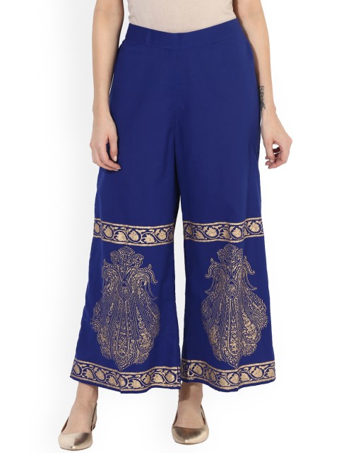 

MBE Women Blue Straight Printed Palazzos