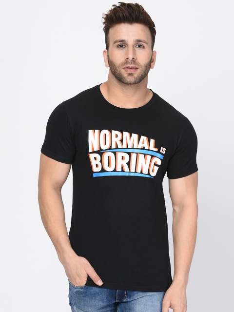 

oneliner Men Black Printed Round Neck T-shirt