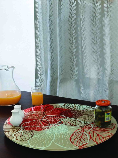 

JVS Orange Printed Glass Set & Tray Set