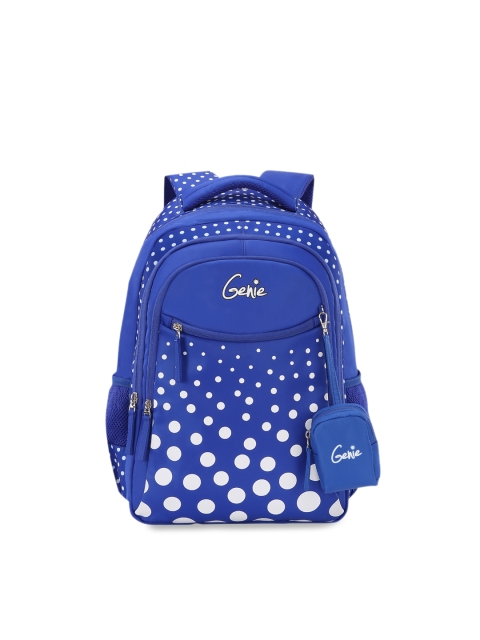 

Genie Girls Blue & White Graphic Print 15 inches Small Backpack with Pouch
