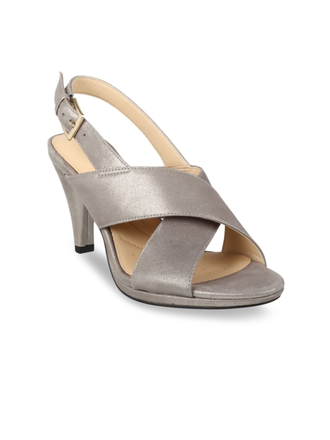 

Clarks Women Grey Solid Leather Heels