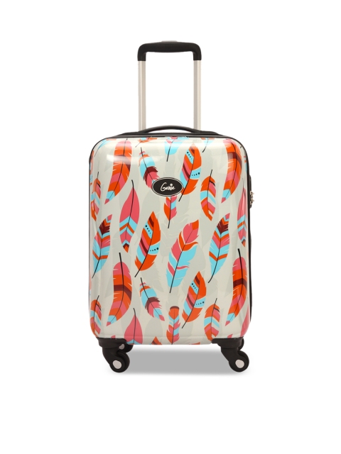 

Genie Girls Beige & Red Printed 21 inches Small Hard-Sided Cabin Trolley Suitcase