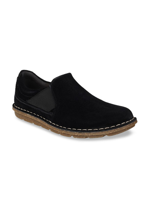 

Clarks Women Black Slip-On Leather Sneakers
