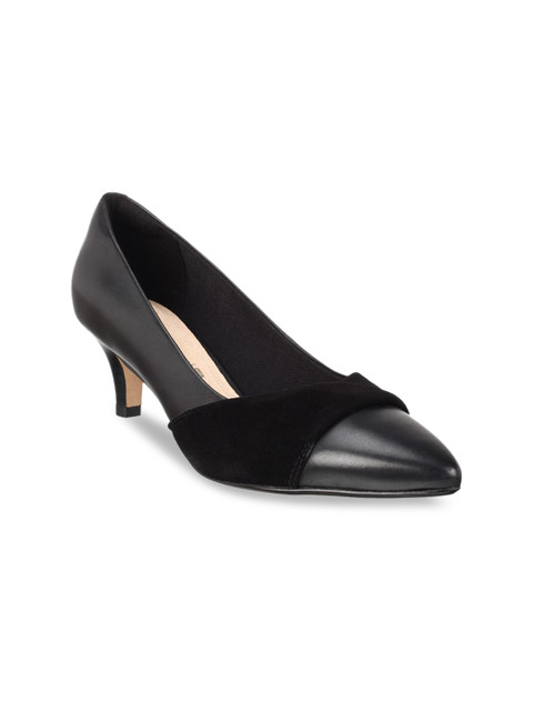 

Clarks Women Black Solid Leather Pumps
