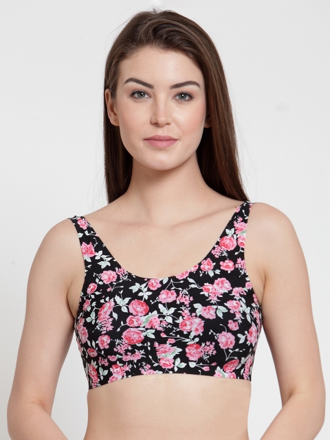

Laceandme Black Printed Lightly Padded Non-Wired Bra 4478