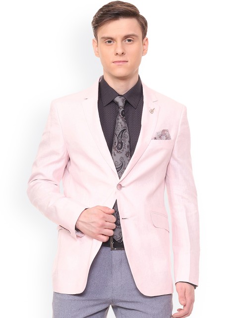 

Van Heusen Men Pink Self-Design Slim-Fit Single-Breasted Blazer