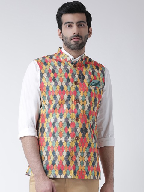 

KISAH Men Multicoloured Printed Nehru Jacket, Multi