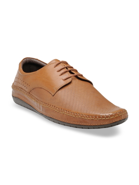 

Franco Leone Men Tan Brown Leather Formal Derbys