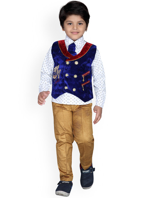 

Kidling Boys Blue & Beige Printed Shirt with Trousers