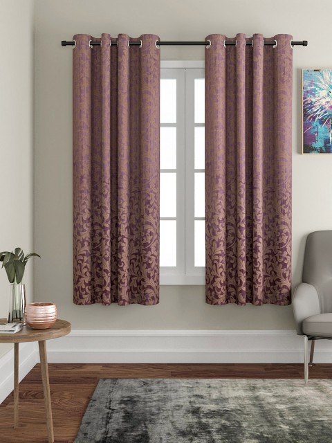 

VRINDA Set of 2 Printed Regular Window Curtains, Mauve