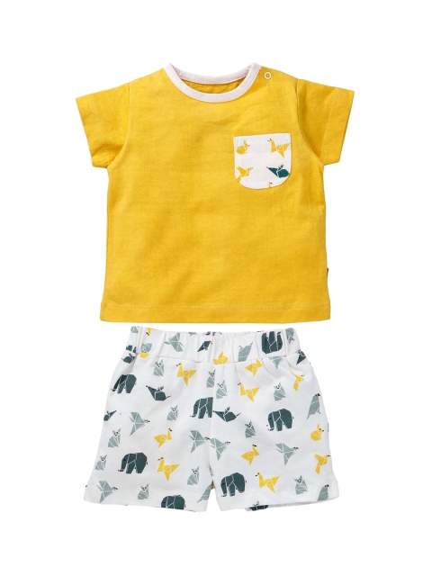 

Nino Bambino Kids Boys Organic Cotton Yellow & White Shorts and T-shirt Set