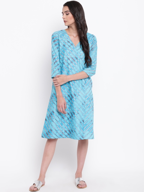 

trueBrowns Women Blue Dyed A-Line Dress