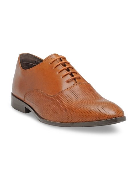 

Franco Leone Men Tan Brown Leather Formal Oxfords