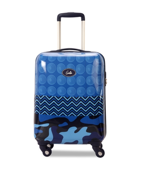 

Genie Girls Blue Printed 24 inches Medium Hard-Sided Cabin Trolley Suitcase