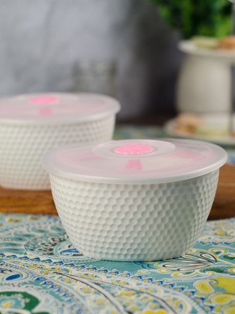 

White Gold Set of 2 Porcelain Jars with Lids