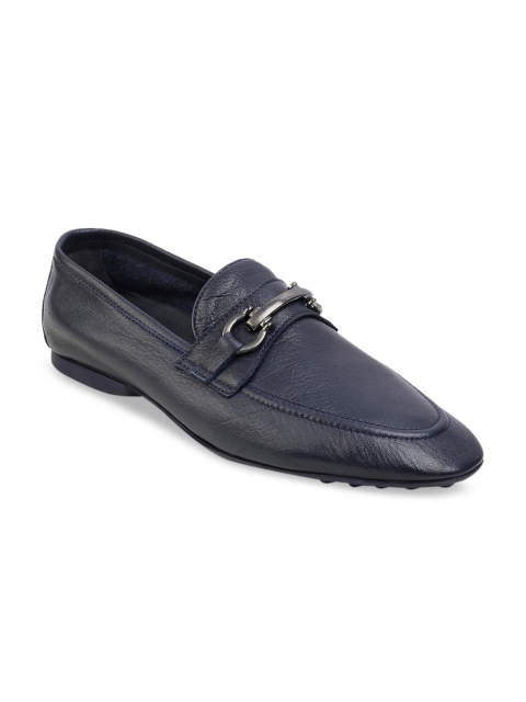 

Tresmode Men Blue Solid Leather Loafers