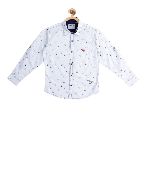 

Monte Carlo Boys White Slim Fit Printed Casual Shirt