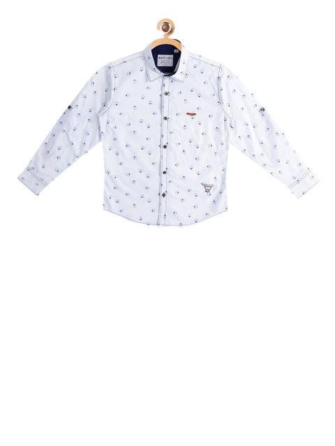 

Monte Carlo Boys White & Blue Slim Fit Printed Casual Shirt