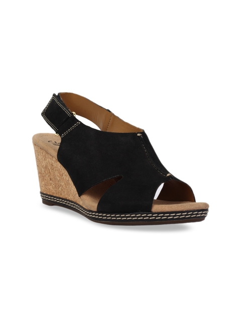 

Clarks Women Black Solid Leather Heels