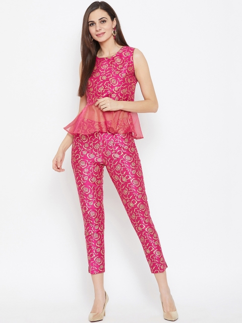 

Studio Rasa Women Pink Printed Peplum Clothing Set