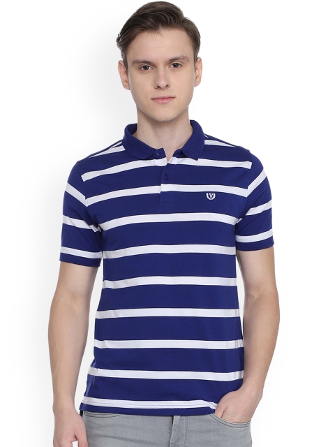 

Van Heusen Sport Men Blue Striped Polo Collar T-shirt