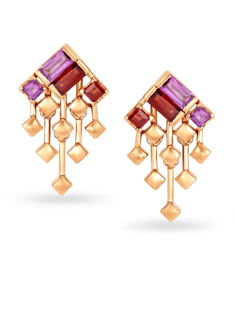

Mia by Tanishq 14KT Rose Gold Citrine and Amethyst Drop Earrings