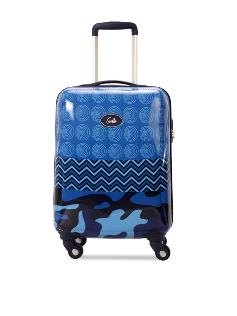 

Genie Girls Blue Printed 21 inches Small Hard-Sided Cabin Trolley Suitcase