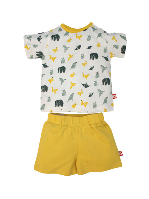 

Nino Bambino Kids Boys Organic Cotton Cream & Yellow Shorts and T-shirt Set