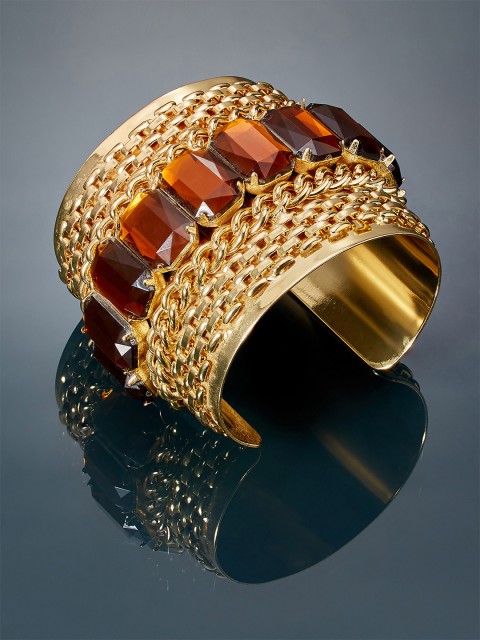 

shaze Gold-Toned Brass Gold-Plated Antique Cuff Bracelet
