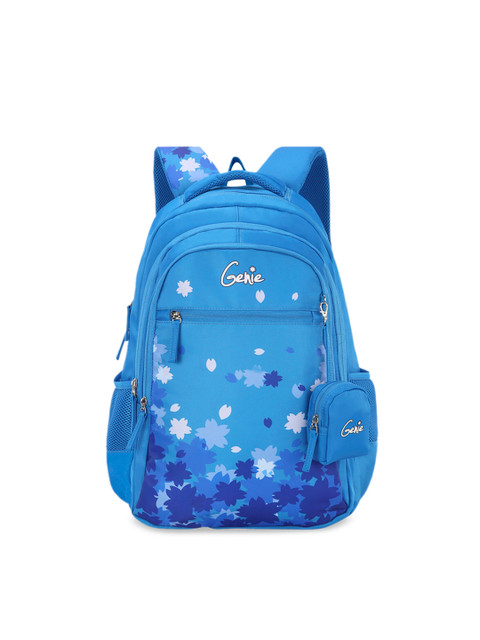 

Genie Girls Blue Printed 19 inches Large Backpack with Pouch
