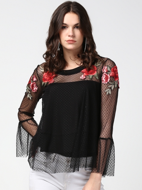 

StyleStone Women Black Self Design Top