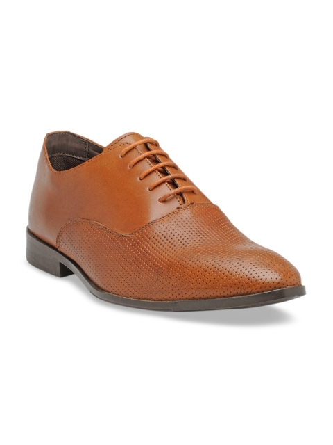 

Franco Leone Men Tan Brown Leather Formal Oxfords