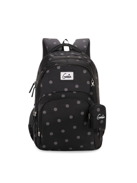 

Genie Kids Black & Grey Polka Dots Print 19 inches Large Backpack