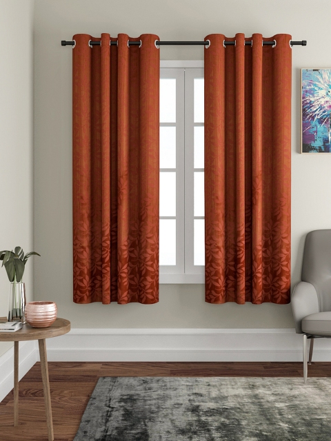 

VRINDA Set of 2 Printed Regular Window Curtains, Copper