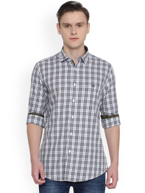 

Van Heusen Sport Men Grey & Off-White Slim Fit Checked Casual Shirt
