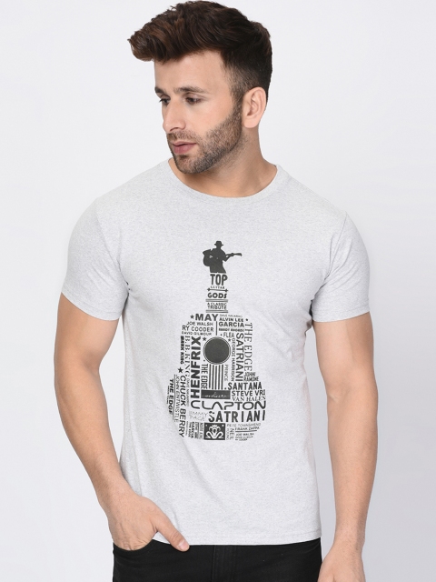 

oneliner Men Grey Printed Round Neck T-shirt