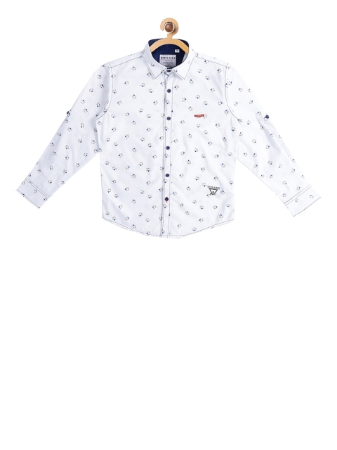 

Monte Carlo Boys White Slim Fit Printed Casual Shirt