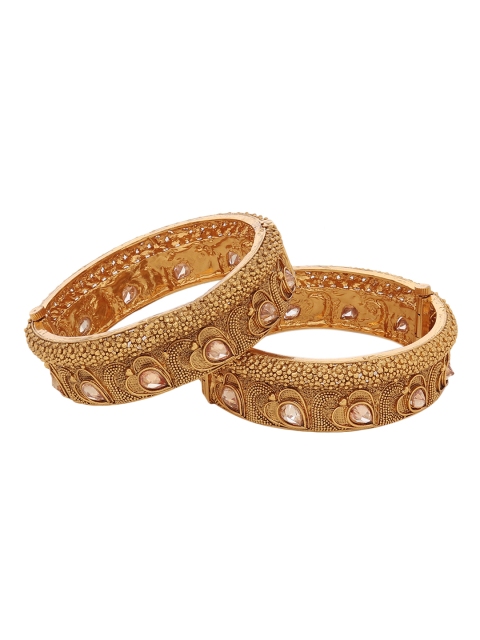 

Adwitiya Collection Set of 2 24K Antique Gold-Plated Textured Bangles