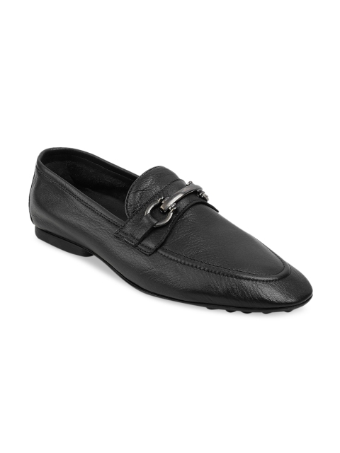 

Tresmode Men Black Leather Slip-On Sneakers