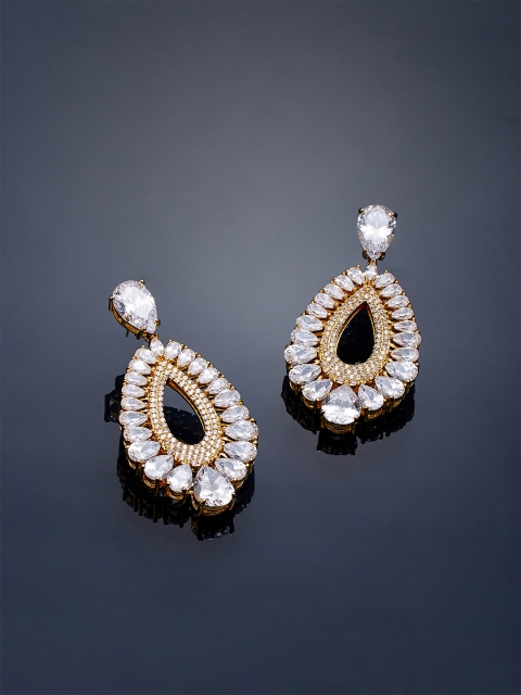 

shaze Gold-Plated Oval Drop Earrings