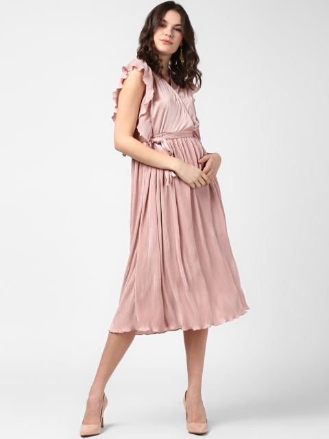 

StyleStone Women Peach-Coloured Solid Fit and Flare Dress