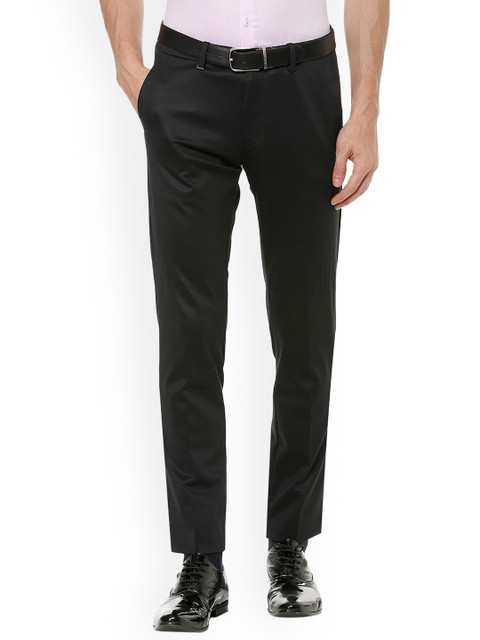 

Van Heusen Men Black Slim Fit Solid Formal Trousers