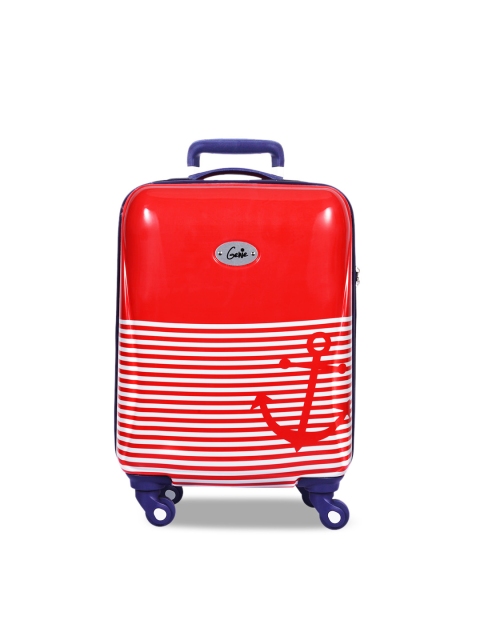

Genie Girls Red & White Printed 24 inches Medium Hard-Sided Cabin Trolley Bag